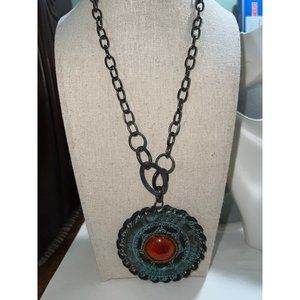 You And I Bronze Circle Pendant Necklace -- 18"